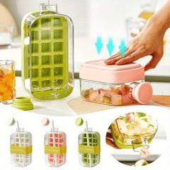 2-in-1 Ice Cube Tray & Water Bottle – Portable High-Capacity Ice Maker Mold for Home & Kitchen Summer Use