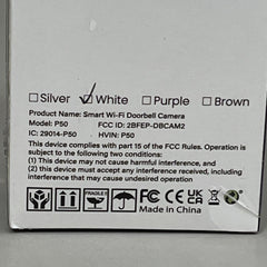 SHENZHEN PUGE ELECTRONICS Wireless Smart 2.4 GHz Wi-Fi Doorbell Camera P50 Black