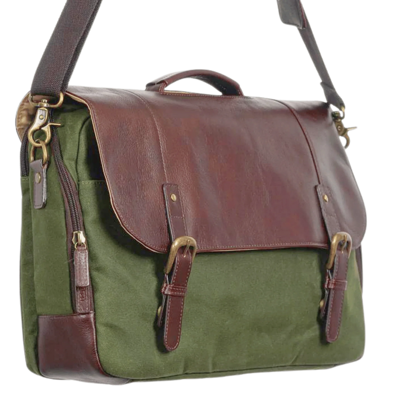 Maxwell Leather & Waxed Canvas Briefcase – Premium Laptop Bag & Canvas Briefcase