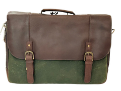 Maxwell Leather & Waxed Canvas Briefcase – Premium Laptop Bag & Canvas Briefcase