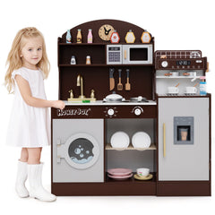 Kids Kitchen Set Wooden with Coffee Makers and Accessories-Coffee