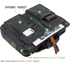 Men’s Canvas Messenger Bag – 17 Laptop Ready