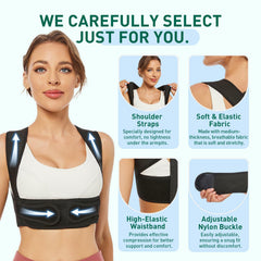 WNIEYO Posture Corrector Back Brace for Men & Women Black X-Large
